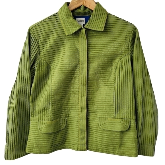 FITTED Textured Ribbed Blazer SZ 8 Chico's Jacket - Picture 7 of 14